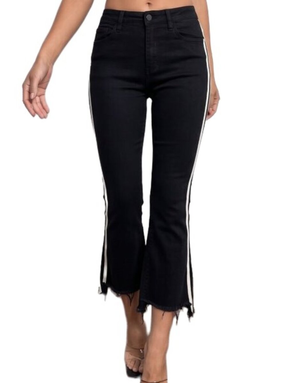 MOTHER Denim Insider Crop Step Fray Jeans – Guilty Racer Black – Size 27